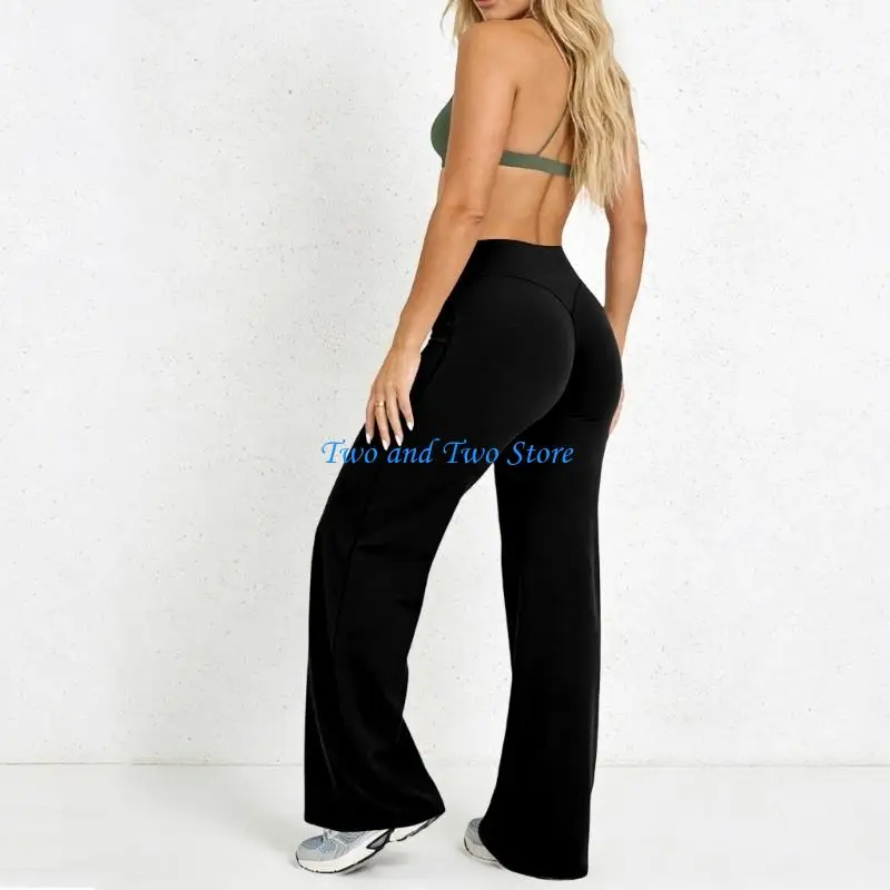 HX6F Wide Yoga Pants for Women High Front Seam Workout Soft Smooth Soft Gym Fitted Yoga Pants