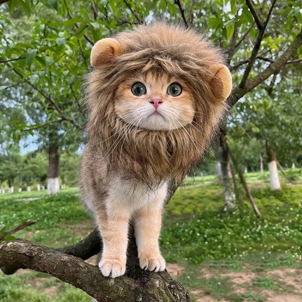 Decorative Pet Hat Soft Lightweight Lion-style Hats Breathable Pet Hood  Adorable Pet Photography Cat Halloween Costume Cosplay