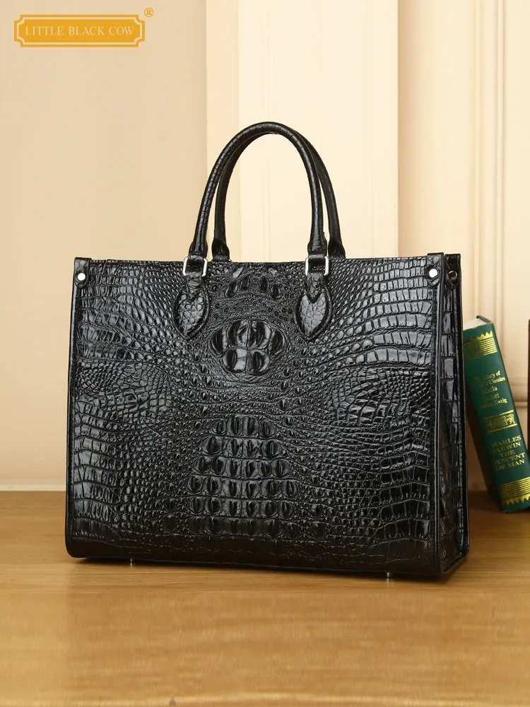 Large Capacity Casual Totes Handbag Women High Quality Crocodile Genuine Leather Handbag New Office Ladies Satchels Shoulder Bag