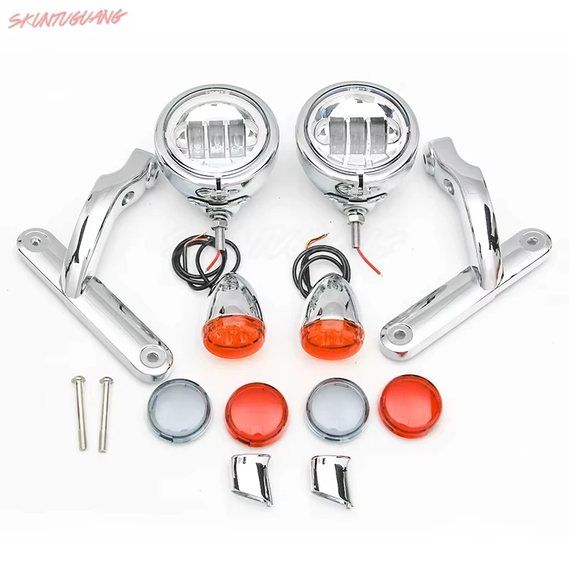 4.5 inch LED Fog Light Passing Light Match Housing Bucket Auxiliary Fog Lamp Bracket Turn Signal Light For Road King