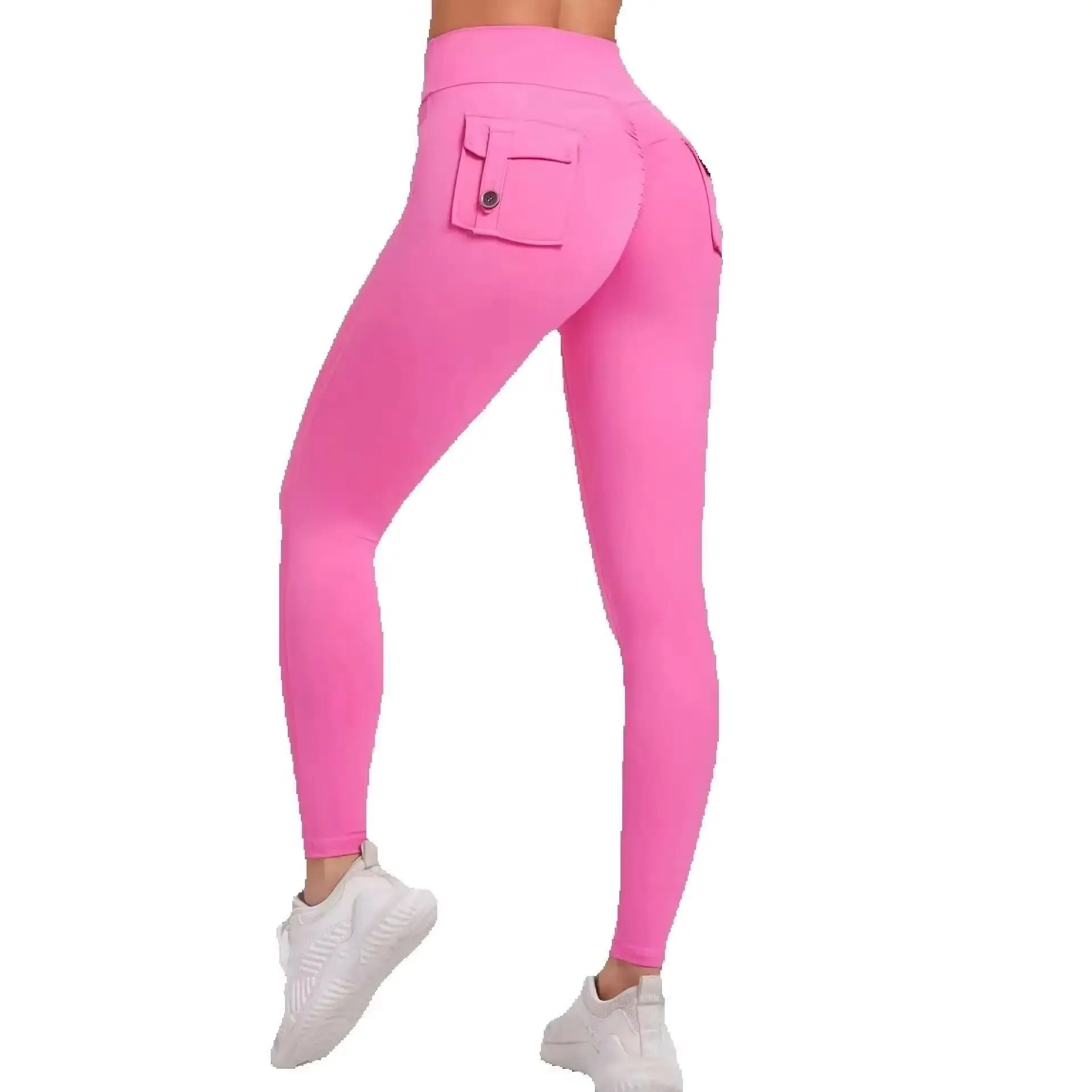 

Super Elastic Women Sports Bodysuit Pocket Yoga Pants High Waist Push Gym Training Running Workout Scrunch Butt Leggings Female