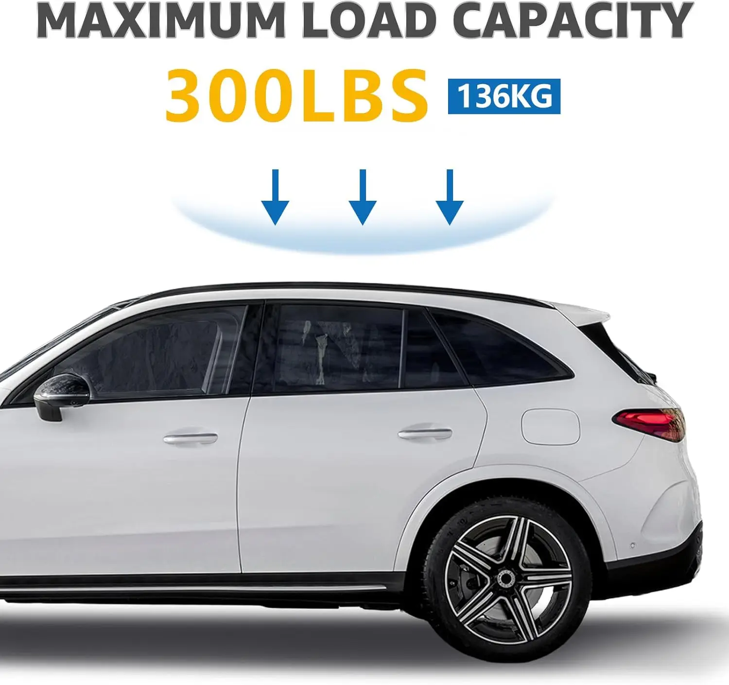 Rooftop Cargo Transport, Aluminum, Silver, 300 LBS Capacity, Anti - Theft Lock