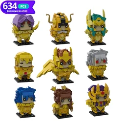 Moc Saint Seiyaed Golden Twelve Constellation Brickheadz Building Blocks Japanese Anime Action Figures Warrior Bricks Toys