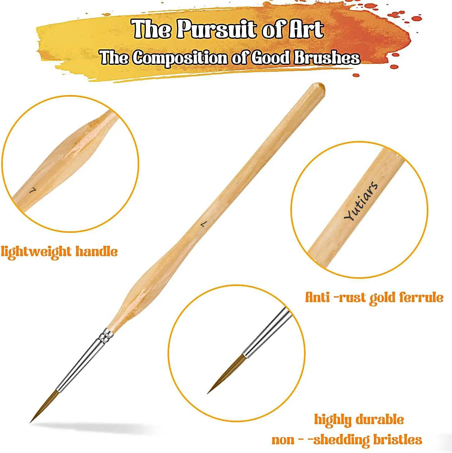 11pcs Premium Miniature Detail Paint Brush Set With Natural Wood Triangle Rod For Watercolor Oil Craft Models Line Drawing Great