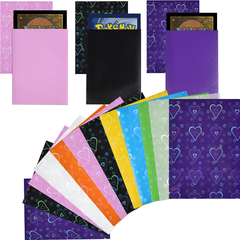 

60PCS Holographic Heart-shaped Cards Sleeves Standard Size 66x91mm for TCG/MTG Game Cards Idol Photo Sport Cards Protect Cards
