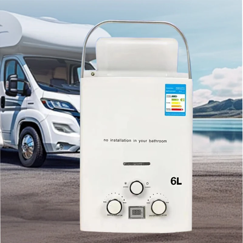 Propane Water Heater 6L Instant Gas Water Heater Overheat & Dry-Burn Protection with Digital Display for Camping RVs Cabin