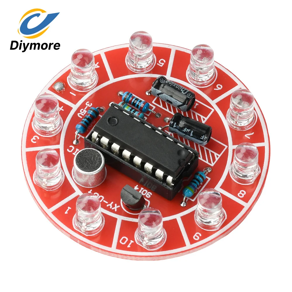 LED Running Light DIY Kit Sound-Activated Flowing LED Lights Soldering Electronic Practice Board with Components DC 3-5V