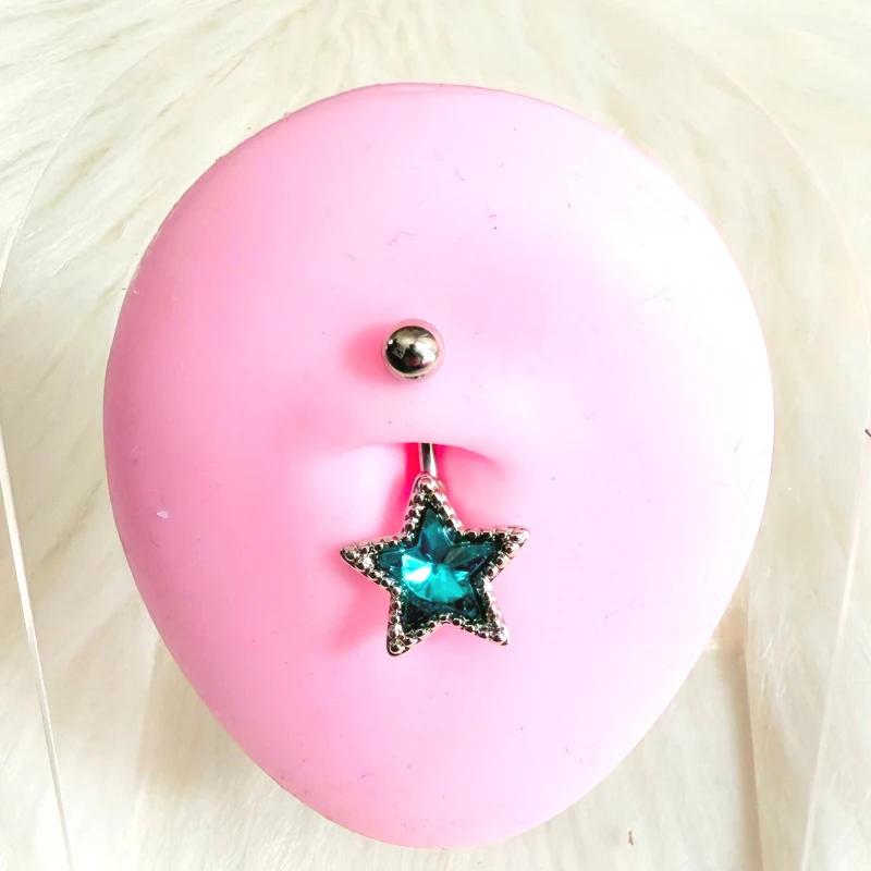 Y2K Jewelry Blue Crystal Star Navel Nail Sexy Aesthetic Fashion Punk Navel Ring Body Piercing Korean Cool Belly Button Rings