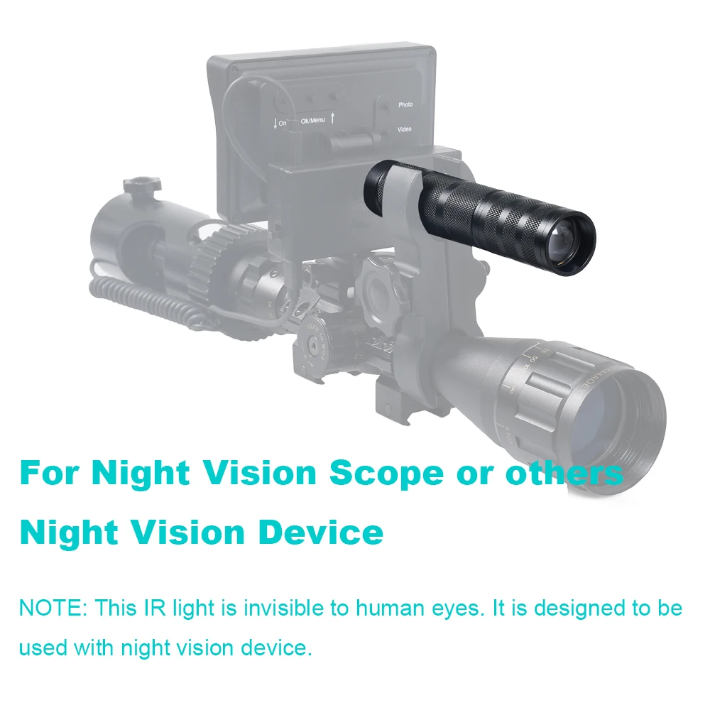 Lanterna infravermelha para visão noturna, tocha IR, luz de preenchimento, dispositivo de escopo, laser zoomable, caça, 850nm