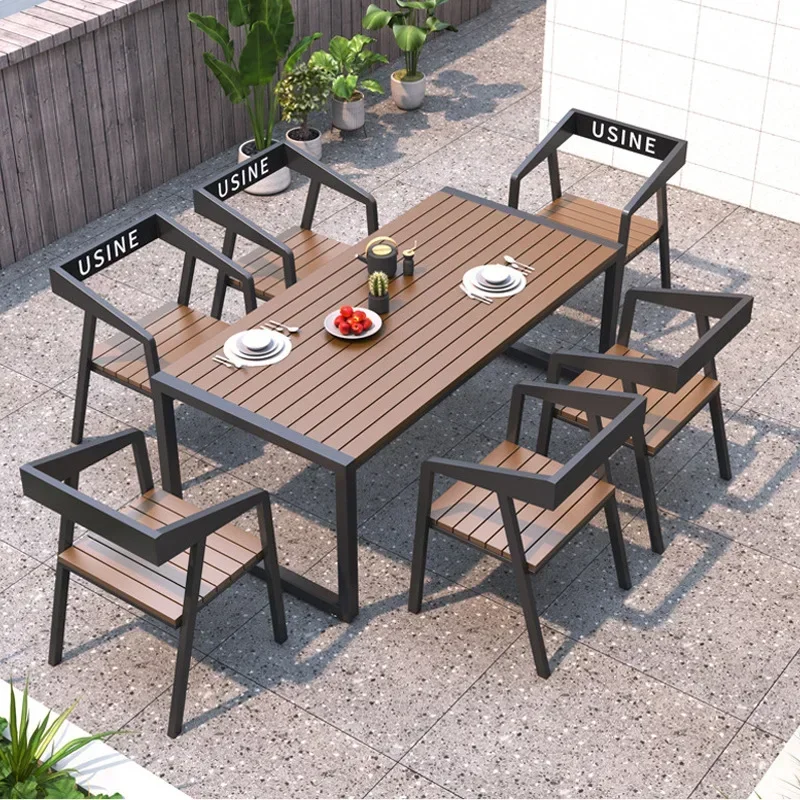 Park outdoor tables and chairs waterproof and sunscreen courtyard balcony dining table and chairs open-air outdoor furniture