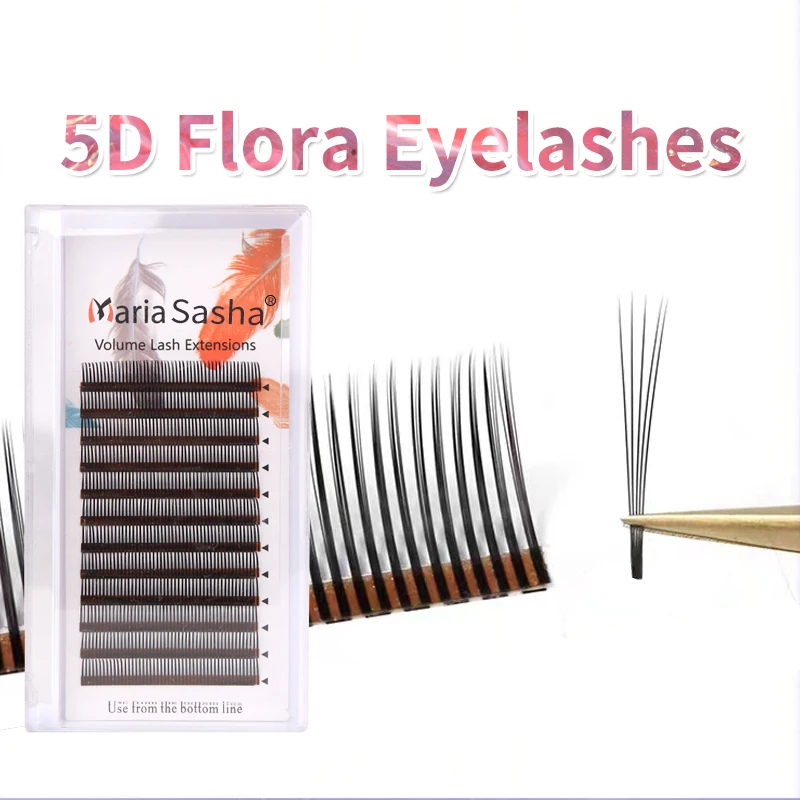 MARIA 5D Flora Lashes Easy Fan Eyelash Extensions Wholesales  Premade Volume 12 Rows W Style Natural Soft Private Logo