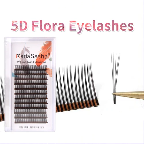 MARIA 5D Flora Lashes Extensiones de pestañas Easy Fan Venta al por mayor Volumen prefabricado 12 filas Estilo W Logo privado suave natural