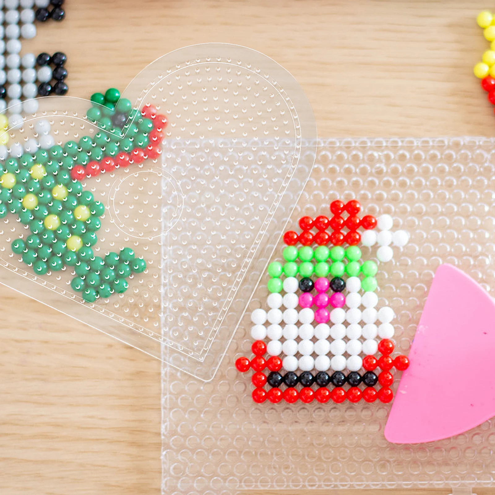 

16pcs Fuse Beads Boards Craft Pegboards Shaped Template Square Heart Hexagon Round Keychain Decor Party Gift for Kids Teens