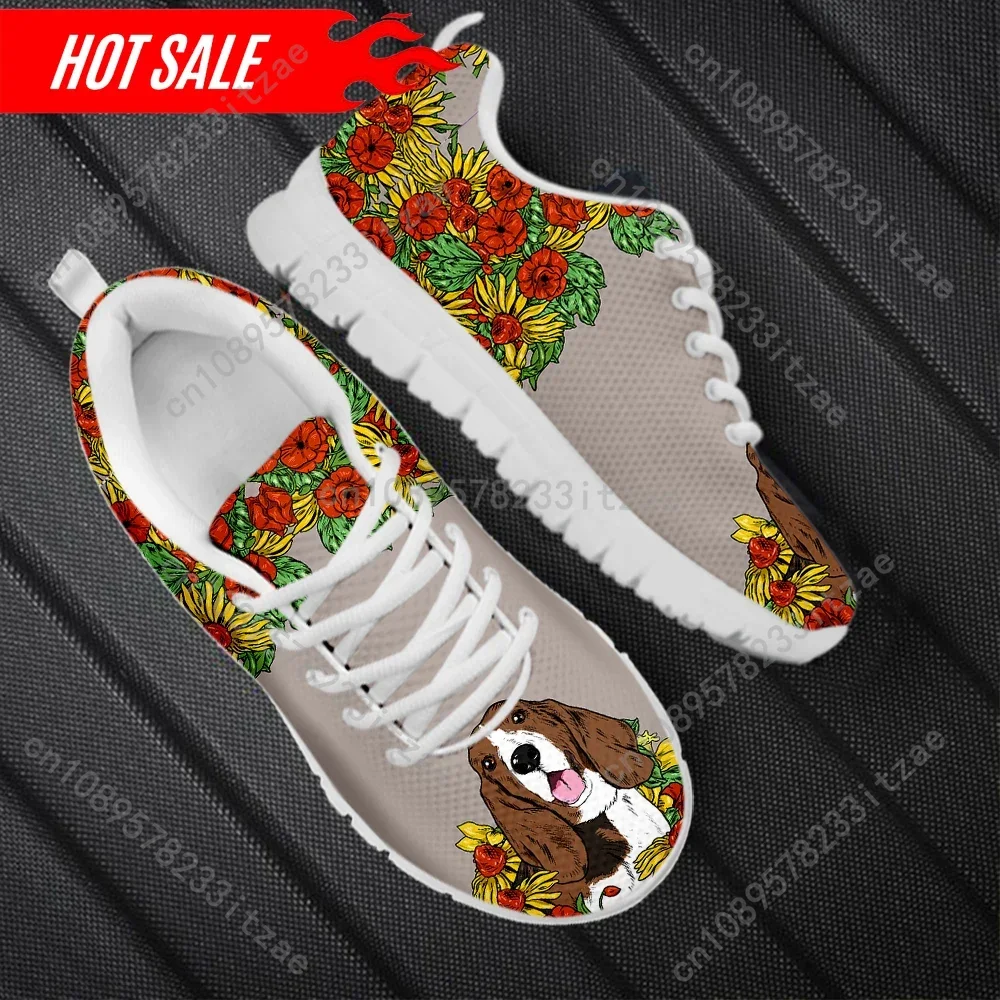 Lovely Boston Bull Terrier Floral Pattern Women Flat Shoes Wear-Resistant Casual Sneakers for Girls Zapatos Mujer