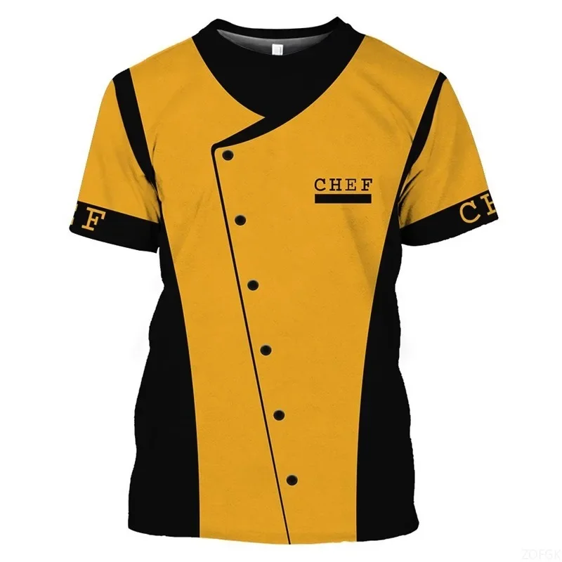 

3D Print Fake Suit Chef T Shirt For Men Funny Uniform Cook Print Tee Tops Summer Oversized Short Sleeve Men TShirts Ropa Hombre