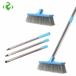 GUANYAO Floor Scourer Cleaning Floor  Brushes with Long Steel  Handle Plastic Hard Bristles Strong Decontamination Easy To Brush