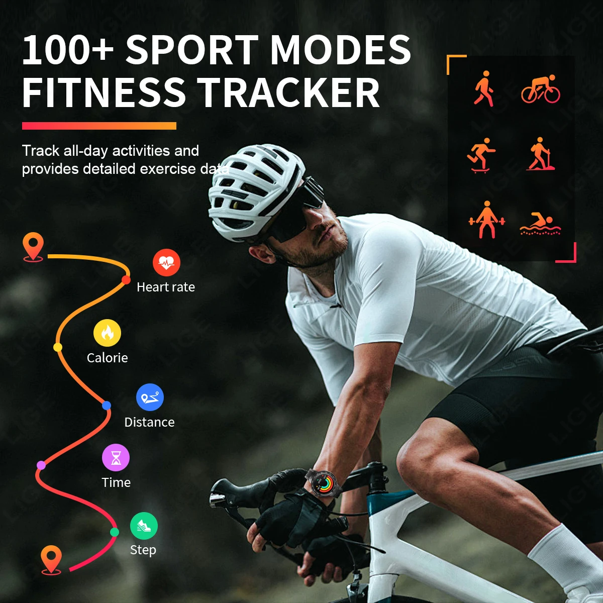 LIGE nowy inteligentny zegarek męski 2024 NFC inteligentne zegarki wiadomość przypomnienie wodoodporny zegarek sportowy Fitness połączenie Bluetooth muzyka męski Smartwatch