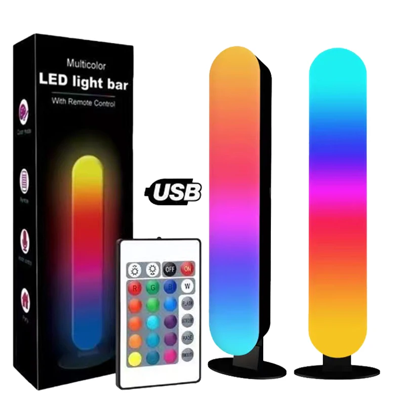 RGB pickup Light Music RHYTHM Lights อัพเกรด USB แบบชาร์จได้ตกแต่งคริสต์มาสเดสก์ท็อปแถบไฟ RGB จังหวะดนตรี