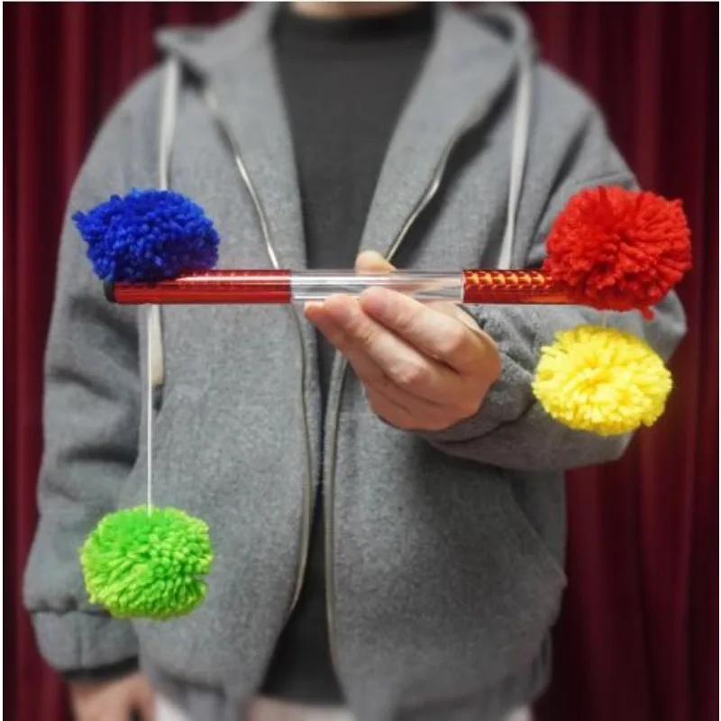 Crystal Pom Pom Wand Stage Magic Tricks Gimmick Party Magic Props Illusion Funny Magician Classic Magia Balls Moving on The Wand