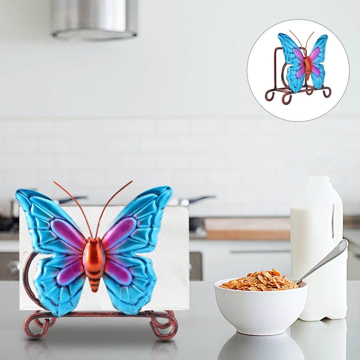 

1Pcs Metal Butterfly Paper Towel Holder Lovely Shaped Design Kitchen Bathroom Tissue Rack Organizer Decorative Shelf