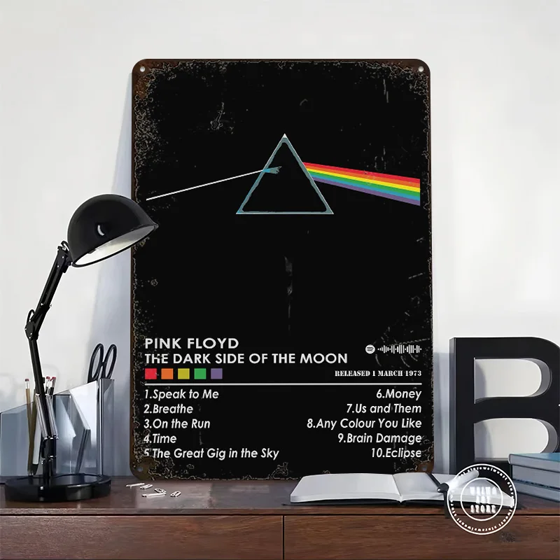 Pink Floyd The Dark Side of the Moon Tinplate Poster Customized Wall Art Vintage Metal Signs Retro Plates for Gamer Decoration