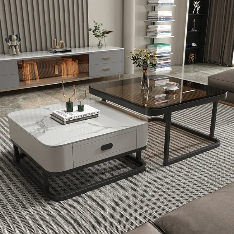 

Coffee Table Light Luxury Modern Living Room Home Stone Plate Glass Combination Small Table Small Apartment Internet Celebrity
