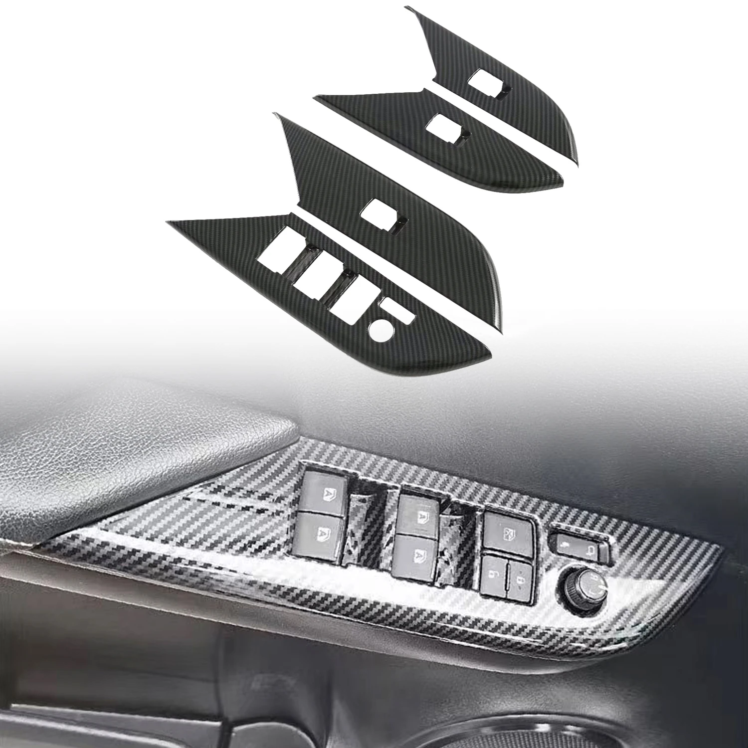 

LHD! RHD! for Toyota Hilux Revo 2016-2025 ABS Carbon Fiber Window Lifting Switch Frame Trim Protection Cover Car Accessories