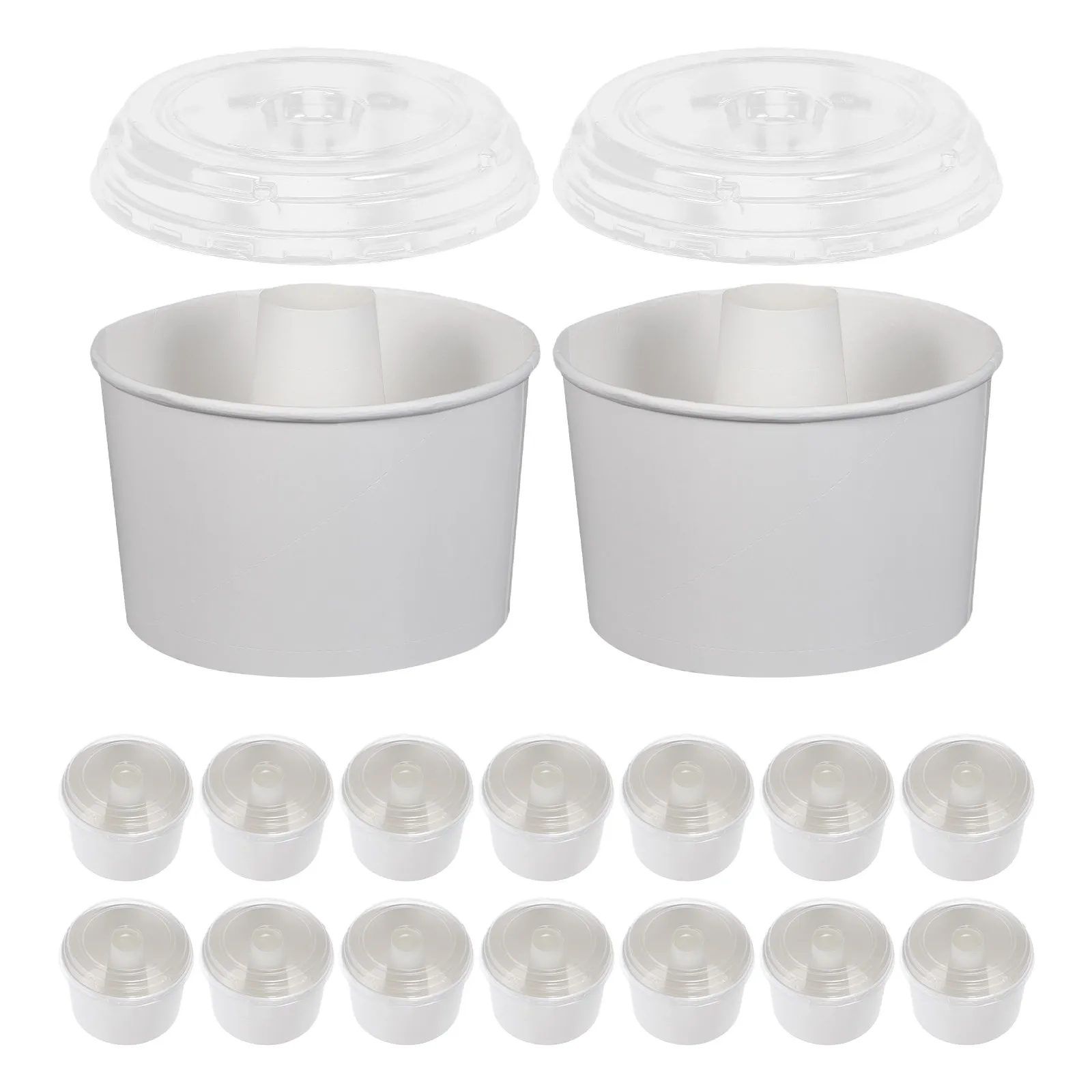 

20Pcs Chiffon Cake Boxes Small Round Paper Baking Cups White Lid Cake Packaging Holder for Home Baking Pastry Dessert Storage
