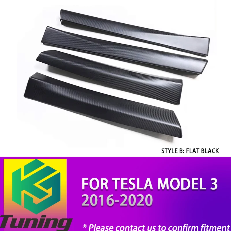 Add on Style Carbon Fiber Inner Door Panel Board Accessory Decoration Molding Trim for Tesla Model 3 2016 2017 2018 2019 2020