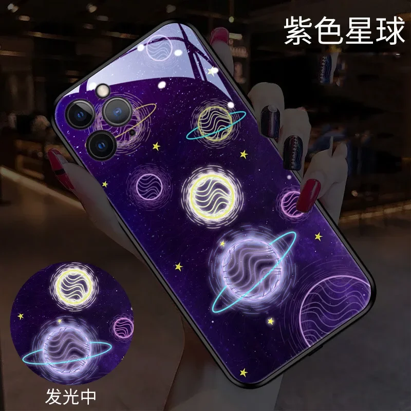 Shockproof Call Light Luminous Space Case For iPhone 11 12 13 14 15 Pro Max 6 6S 7 8 14 15 Plus X Xr Xs Max SE 2020 SE 2022 Case image 2