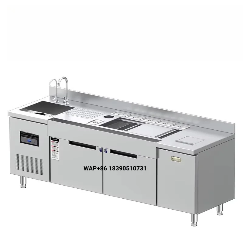 High Quality Customizable Stainless Steel Bartender Fresh Keeping Cabinet Bar Bartending Workbench Water Bar Table