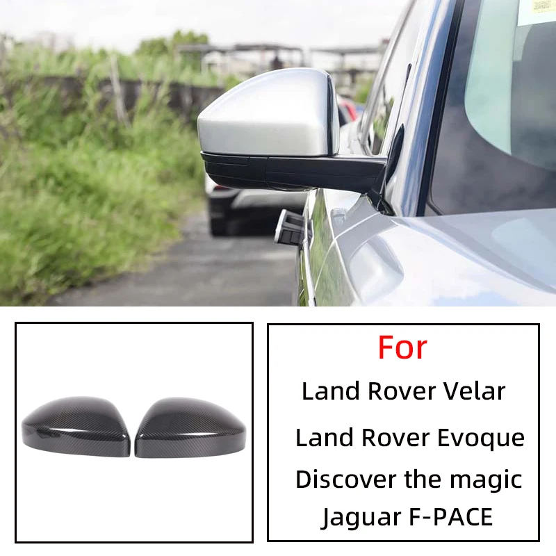 For Land Rover Velar Evoque Discovery Jaguar F-PACE Real Carbon Fiber Car Rearview Mirror Protector Auto Accessories 2pcs