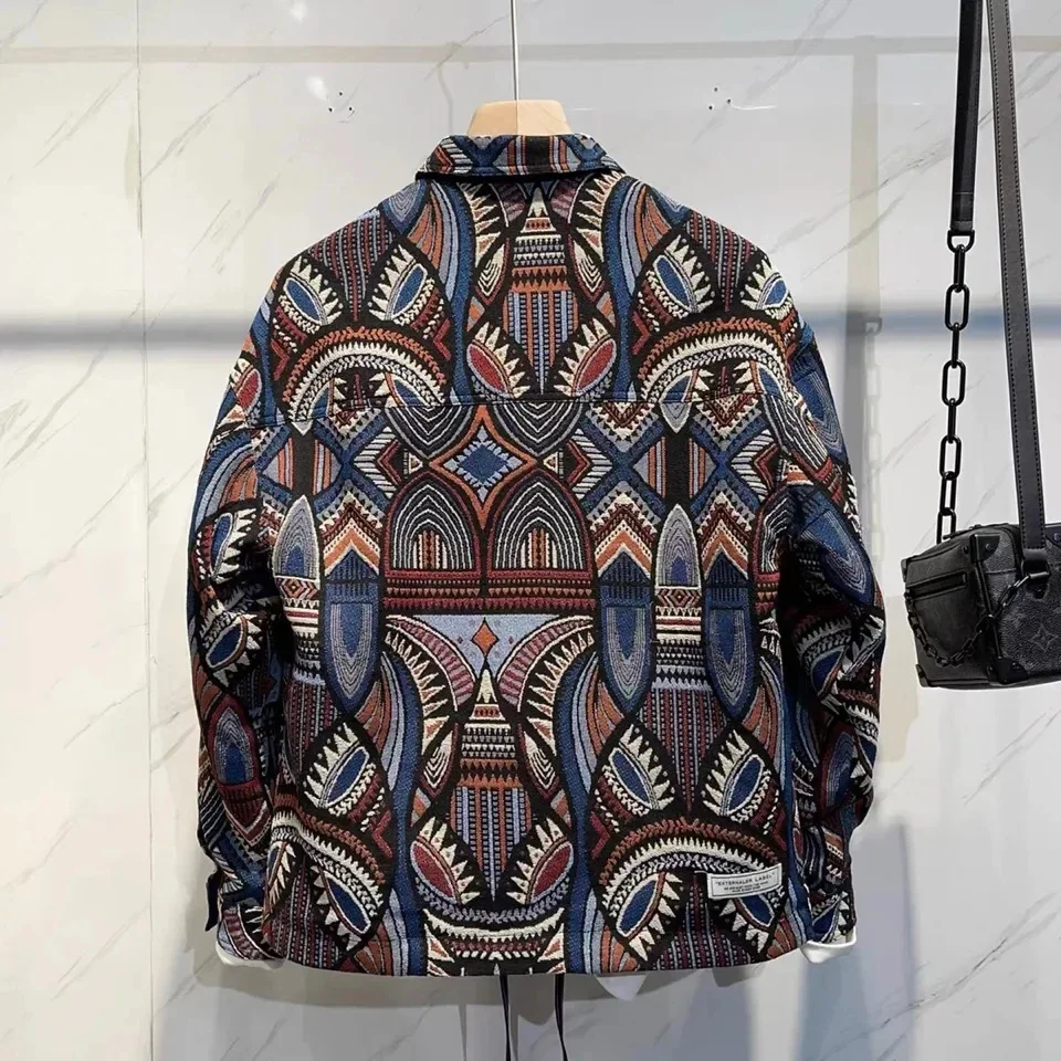 Men\'s Clothing Spring Autumn Shirt Jacket Men Korean Streetwear Trend Fashion Lapel Coat Loose Patchwork Top Bomber Jacket Men