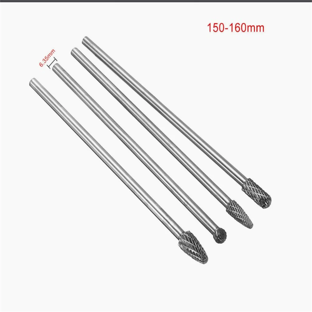 Kit di strumenti per sbavature rotanti da 4 pezzi Set di frese rotanti in carburo di tungsteno a doppio taglio con gambo da 1/4 "per la lavorazione del legno fai da te foratura per intaglio del metallo