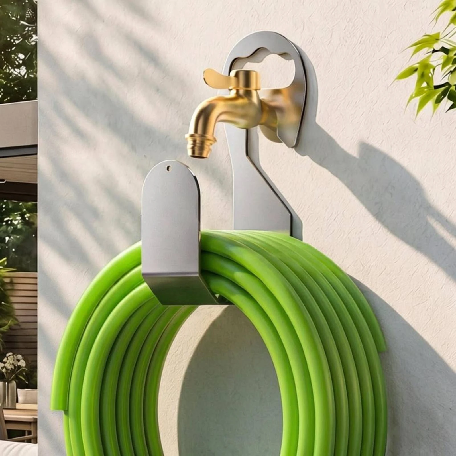 Stainless Steel Hose Hanger Hook Opening Wall Mount Hose Hanger Outdoor Storage Support Foot Space Saving
