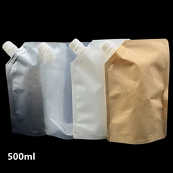 100pcs 500ml Standing Up Liquid Packing Bag - Aluminium Foil Food Grade Drinks Suction Nozzle Pouch Juice Water Doypack