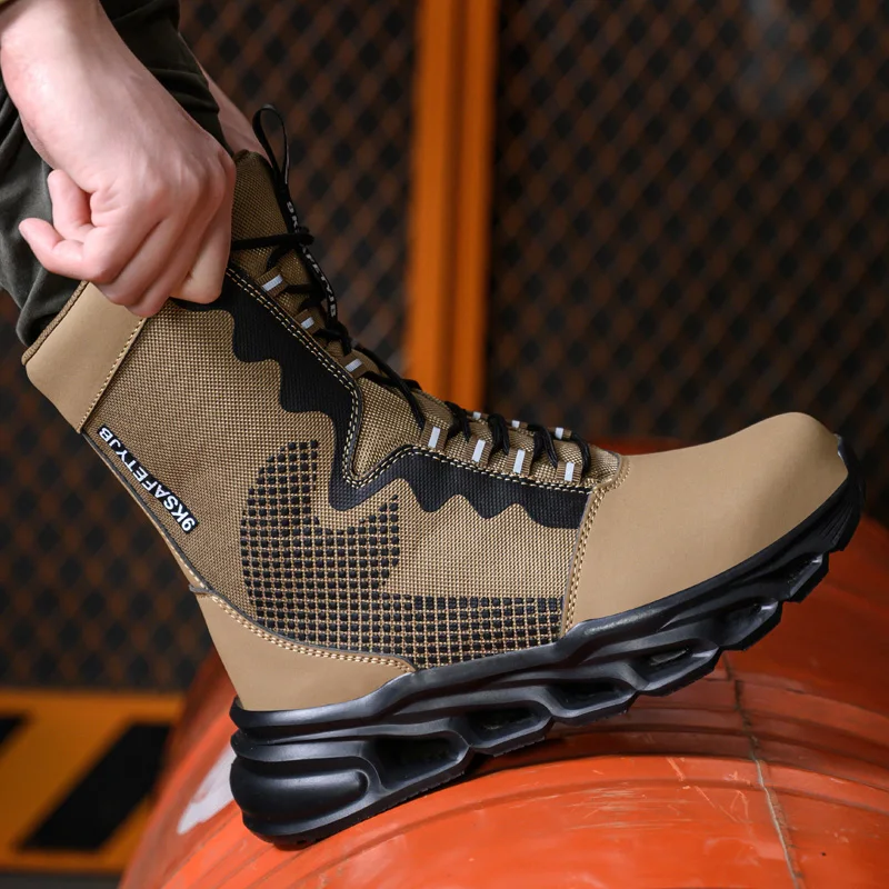 New Indestructible Men Work Safety Boots Outdoor Military Boots Anti-smash Anti-puncture Industrial Shoes Men Boots Desert Boots