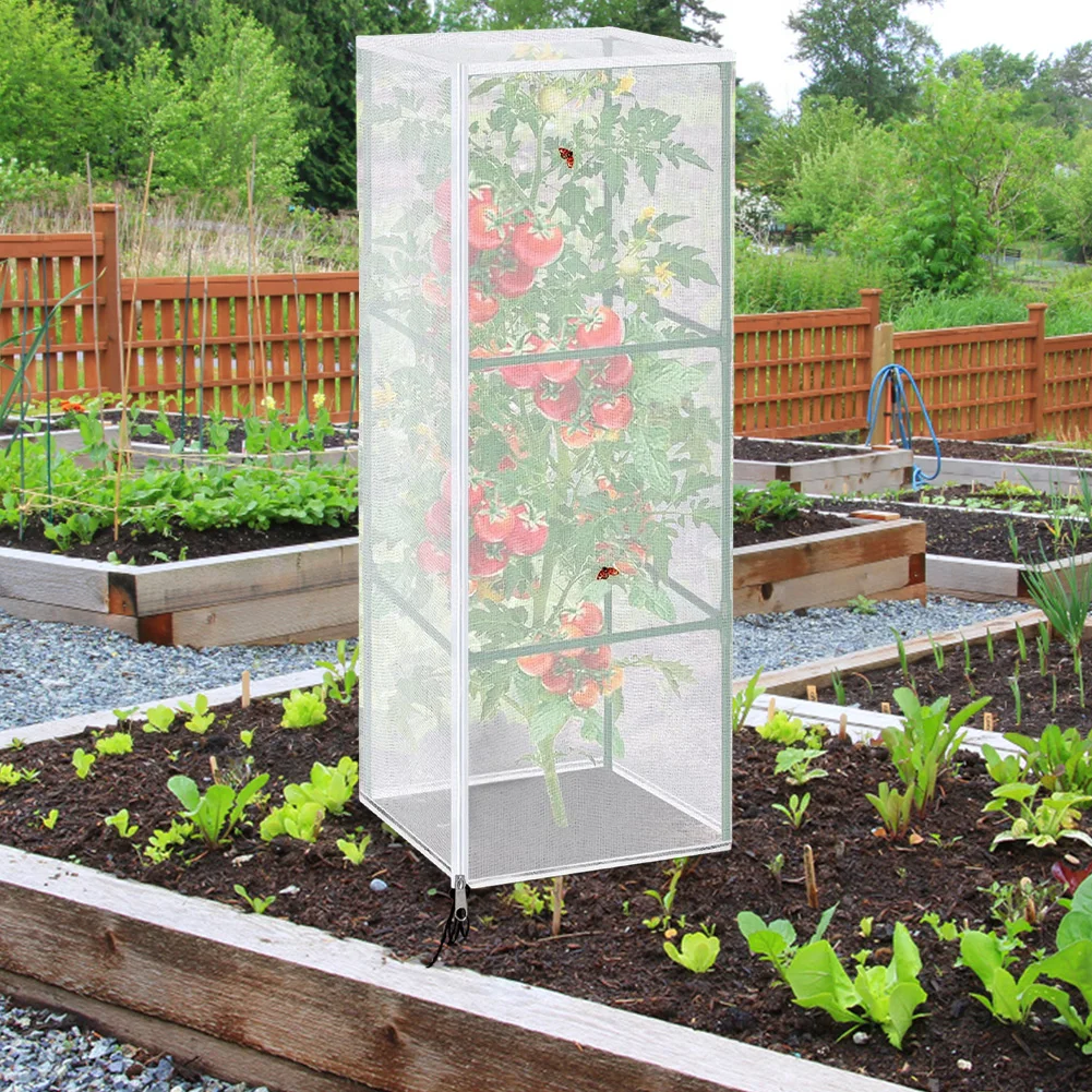 3 Pieces Protective Bird Netting with Zipper and Drawstring for Garden Use Including Tomato and Cucumber Plants