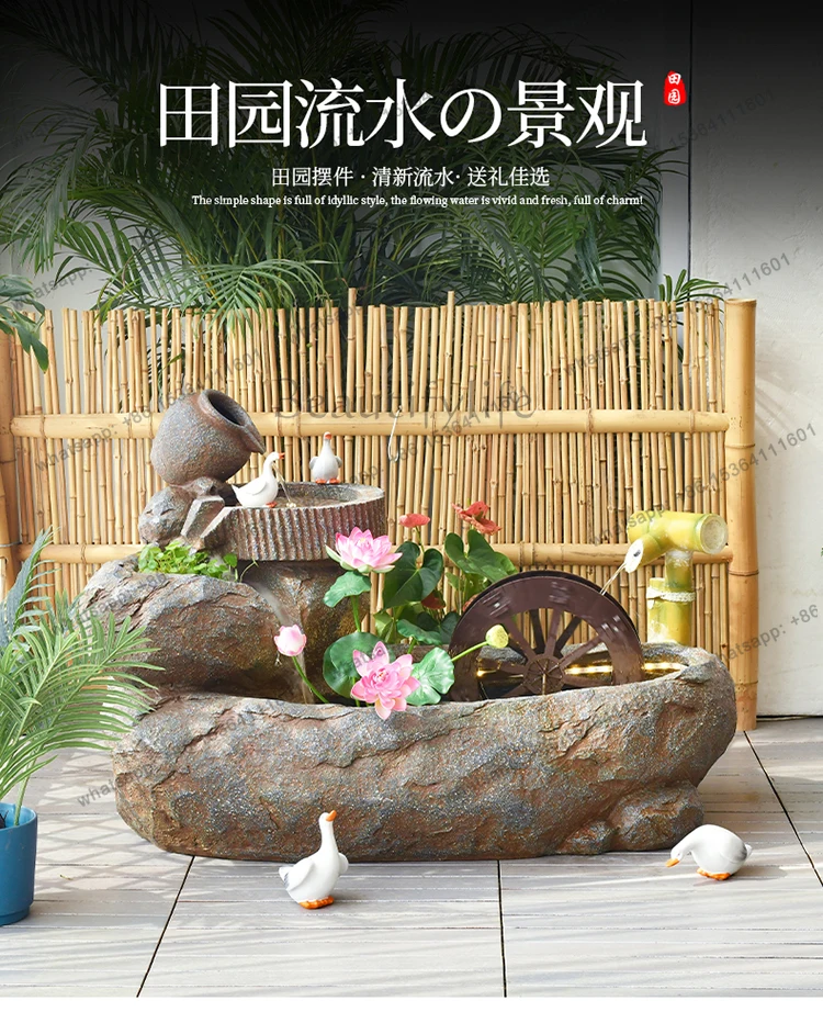 Home Furnishing Flow Ornament Circulating Water View New Chinese Front Desk Tea Room Fountain Floor