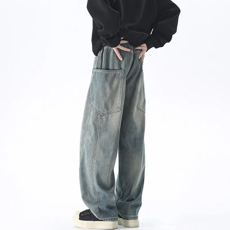 الرجال أزياء الجينز سليم صالح تمتد الراحة ربيع الخريف عارضة الدنيم السراويل الذكور زائد حجم غسلها كامل طول الكلاسيكية