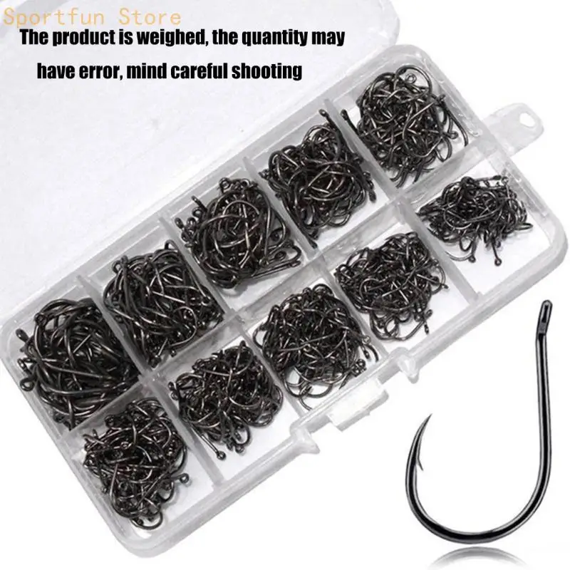 100/500Pcs Barbed Fishing Hook Eyed Fish Hook Rustproof Fishing Jig Hook X7JD