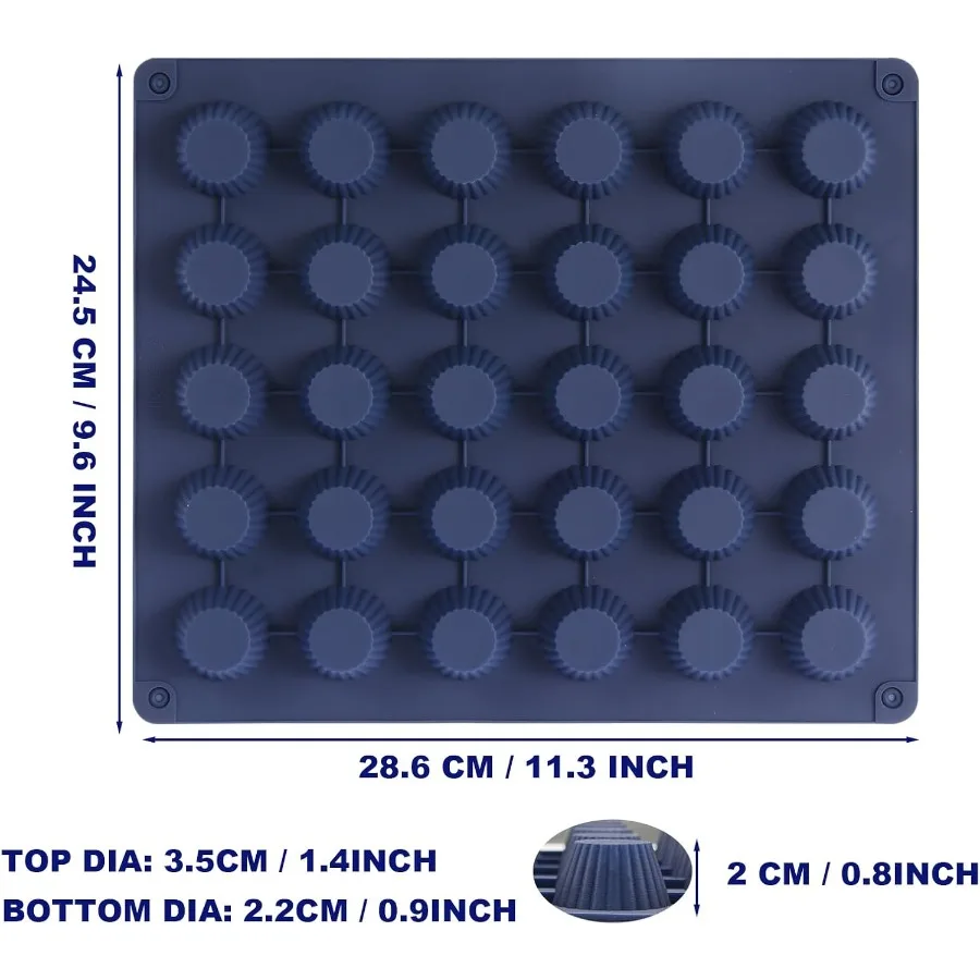 قوالب أكواب زبدة الفول السوداني قوالب شوكولاتة بحجم عض قالب من السيليكون لكيتو فات بومب جيلي آيس وديلي 2 قطعة مقاس عض أزرق