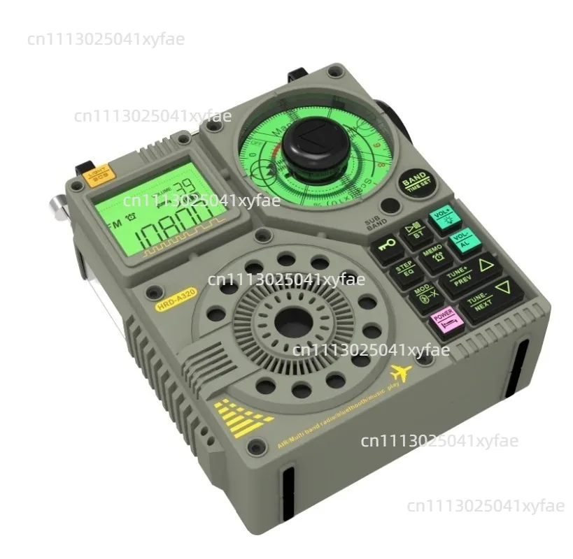 Portable Full-Band Receiving Device Supports FM AM SW AIR VHF Weather Band Bluetooth Recording Speaker TF Card AUX Input