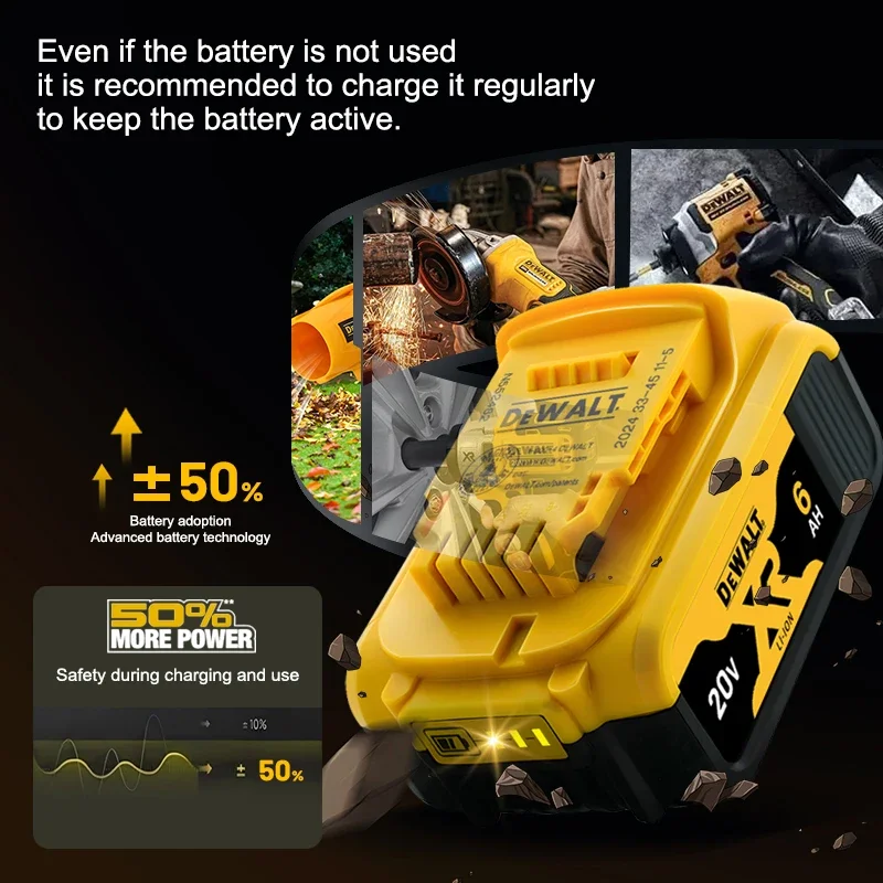 Genuine Dewalt 20V 6AH Battery, Dewalt DCB200 Power Tool Battery Rechargeable Lithium Ion Battery Dewalt Flexvolt DCF850 Battery