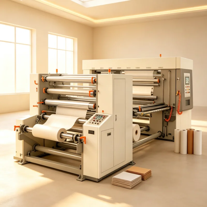 Heavy Duty PLC Guided Roll Slitting Rewinder For Kraft Paper BOPP Pet Pvc Pe Film Foam And Label Production