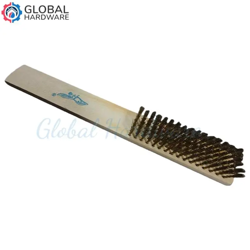 

Copper Plated Steel Wire Brush with Wood Handle - Durable Anti-Corrosion Metal Cleaning Tool for Rust & Paint Removal