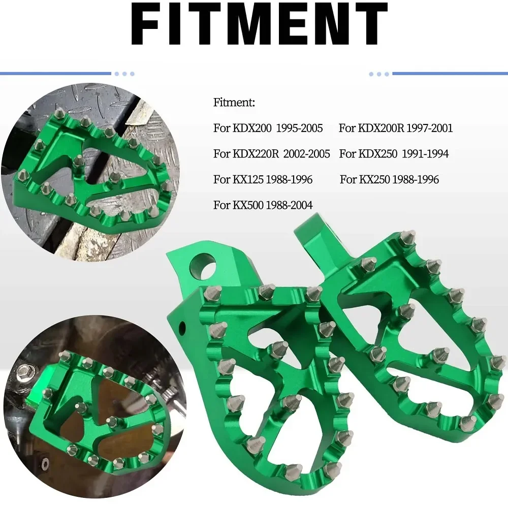 Motorcycle Foot Pegs Dirt Bike Footpeg Footrest Pedal For Kawasaki KDX200 KDX200R KDX220R KDX250 KX125 KX250 KX500