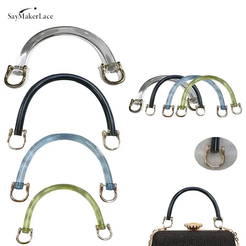 DIY Acrylic Bag Handle For Handbags Transparent Tote Woven Bag Handles Clear Bag Strap With D Buckle Bag Accessories