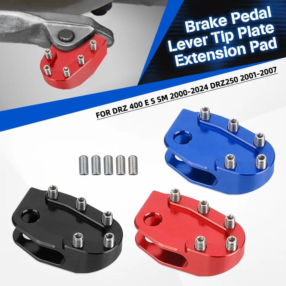 2000-2024 Motorcycle Brake Pedal Lever Tip Plate Extension Pad For Suzuki DRZ 400 E S SM 2000 -2022 2023 2024 DRZ250 2001 -2007