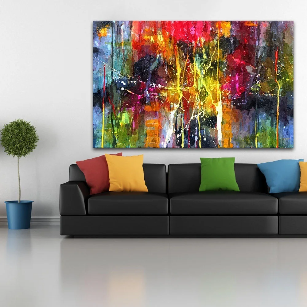 Color fusion crack splash-ink modern abstract minimalism canvas painting art poster living room bedroom decorative painting